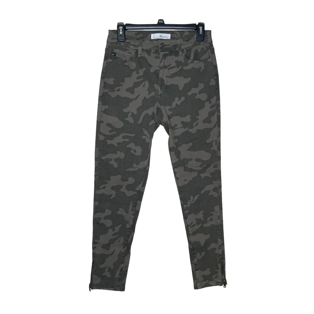 Kancan Women Jeans Hi-Rise Camo Ankle Skinny Stretch Olive Green Sz. 9/28 Junior